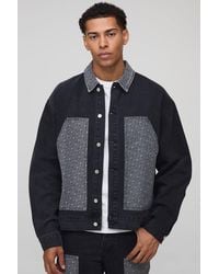 BoohooMAN - Oversized Boxy Monogram Carpenter Jean Jacket - Lyst