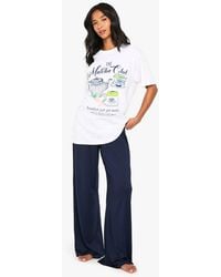 Boohoo - Petite 'Matcha Club' Graphic T-Shirt & Pants Pyjama Set - Lyst