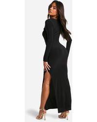 slim fit dress slacks Blue Long Sleeve Maxi Dress with Cut Out & Ruffles M / US 6-8 main image 1