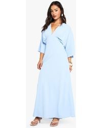 Boohoo - Petite Bias Cut Angel Sleeve Maxi Dress - Lyst