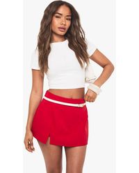 Boohoo - Split Hem Mini Skort - Lyst