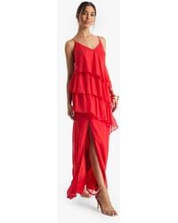 Boohoo - Chiffon Ruffle Cross Back Midaxi Dress - Lyst