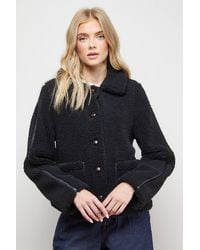 Oasis - Teddy Shearling Button Through Short Jacket - Lyst