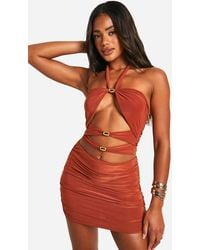 Boohoo - Double Slinky Cut Out Halter Neck Top And Mini Skirt - Lyst