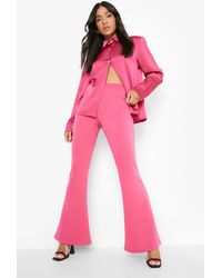 Side Cut Out Flare Trousers in Pink 