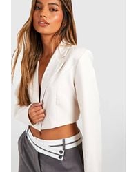 Boohoo - Basic Woven Single Button Crop Blazer - Lyst