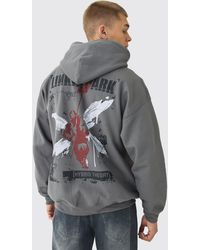 BoohooMAN - Sudadera Oversize Con Capucha Y Lavado A La Piedra De Linkin Park - Lyst