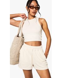 Boohoo - Racer Crop Top And Short Set - Lyst