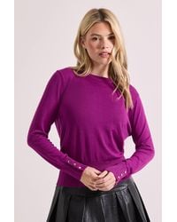 Dorothy Perkins - Plum Crew Neck Button Cuff Sweater - Lyst