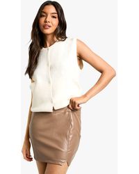 Boohoo - Pu Split Hem Mini Skirt - Lyst