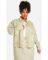 Boohoo - Plus Washed Denim Shacket Cotton - Lyst