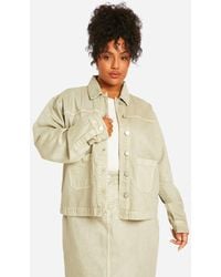 Boohoo - Plus Washed Denim Shacket Cotton - Lyst