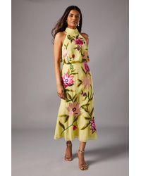Coast - Petite Embroidered Halter Neck Midi Dress - Lyst