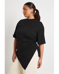 Boohoo - Plus Split Side Ruched T-Shirt - Lyst