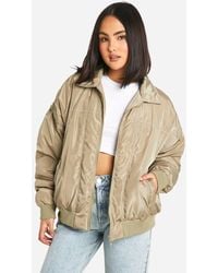 Boohoo - Contrast Stitch Detail Oversized Bomber Jacket - Lyst
