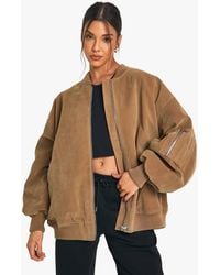 Boohoo - Vintage Suede Look Oversized Bomber Jacket - Lyst