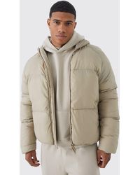 Boohoo - Sheen Quilted Nylon Puffer With Hood - Lyst