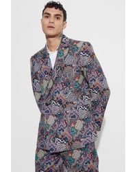 BoohooMAN - Relaxed Fit Double Breasted Tapestry Blazer - Lyst