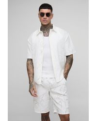 BoohooMAN - Tall Oversize Hemd in Knitteroptik mit Print - Lyst