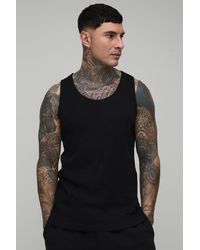BoohooMAN - Tall Regular Fit Basic Ribbed Vest - Lyst