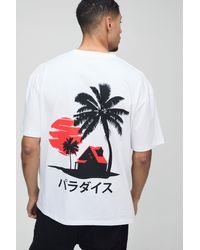 BoohooMAN - Oversized Palm Tree Landscape Shadow Print T-shirt - Lyst