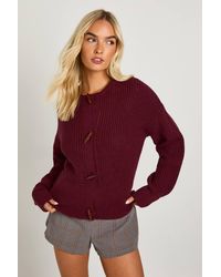 Boohoo - Toggle Button High Neck Knit Cardigan - Lyst