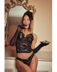 Boohoo - Lace Bone Detail Corset - Lyst