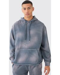 BoohooMAN - Man Embroidery Oversized Sun Bleached Wash Hoodie - Lyst