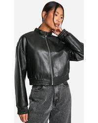 Boohoo - Collar Detail Faux Leather Bomber Jacket - Lyst