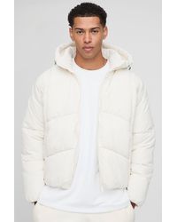 BoohooMAN - Regular Fit Pintuck Panel Hooded Puffer Jacket - Lyst