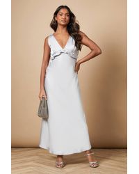 Oasis - Satin Ruffle Bust Detail Maxi Dress - Lyst