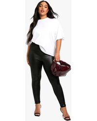 Boohoo - Leggings Plus De Tiro Alto Y Cuero Sintético - Lyst