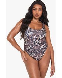 Boohoo - Plus Swimwear Essentials Square Neck Swimsuit Polyamide - Lyst