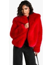 Boohoo - Tall Oversized Collar Faux Fur Jacket - Lyst