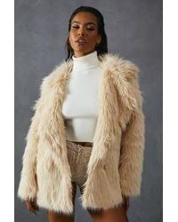MissPap - Faux Fur Long Collar Coat - Lyst