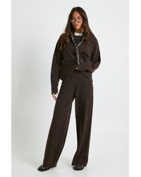 Boohoo - Crew Neck Knitted Boxy Cardigan And Wide Leg Trouser Co-Ord - Lyst