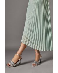 Coast - Sandie Faux Metallic Leather Diamante Petal High Heel Platform Sandals - Lyst