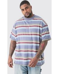 BoohooMAN - Plus Oversized Carded Heavy Striped Ofcl T-shirt - Lyst