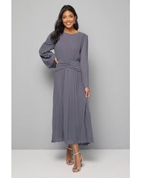 Wallis - Pleated Flare Sleeve Waist Detail Midi Dress - Lyst