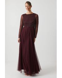 Coast - Pearl Geometric Cowl Back Long Sleeve Bridesmaid Dress - Lyst