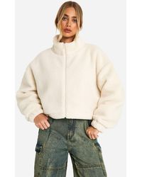 Boohoo - Boxy Teddy Bomber Jacket - Lyst