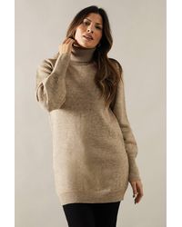 Wallis - Roll Neck Balloon Sleeve Knitted Tunic - Lyst