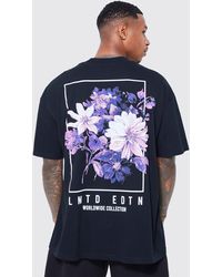 Boohoo - Camiseta Oversize Con Estampado Gráfico De Flores En La Espalda - Lyst