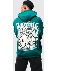 Boohoo - Oversized Overdyed Homme Teddy Graphic Hoodie - Lyst