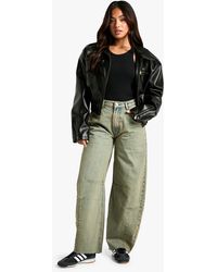 Boohoo - Vaqueros Petite De Pernera Cilíndrica Con Lavado Vintage - Lyst