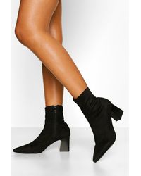 low block heel sock booties