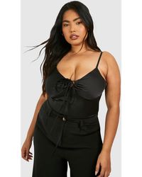 Boohoo - Plus Tie Front Detail Cami Top - Lyst