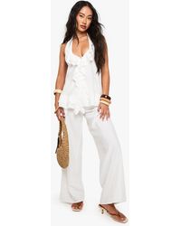 Boohoo - Woven Crinkle Seam Detail Wide Leg Trouser - Lyst