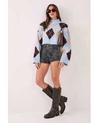 Nasty Gal - Distressed Faux Leather Panelled Hotpant - Lyst
