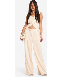 Boohoo - Mid Rise Wide Leg Trouser - Lyst